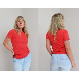 1980's Deadstock Vintage Single Stitch USA Made Red T-Shirt ~ Women's XS to SM